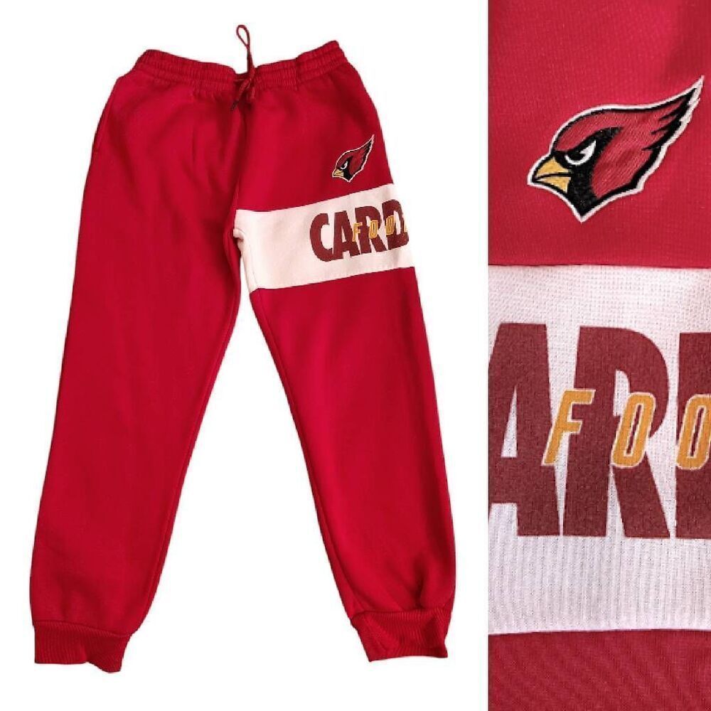 NFL AZ Cardinals Red Logo Pull On Fleece Jogger Sweatpants Men's Large
